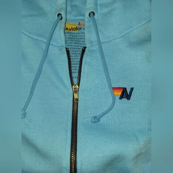 Like New Aviator Nation Blue Hoodie with Rainbow Zip Up - Picture 3 of 8